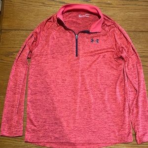 m red Under Armour workout quarter zip long sleeve